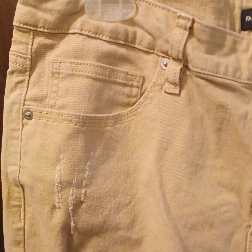 Fashion Nova Men Khaki Distressed Skinny Jeans Size 34